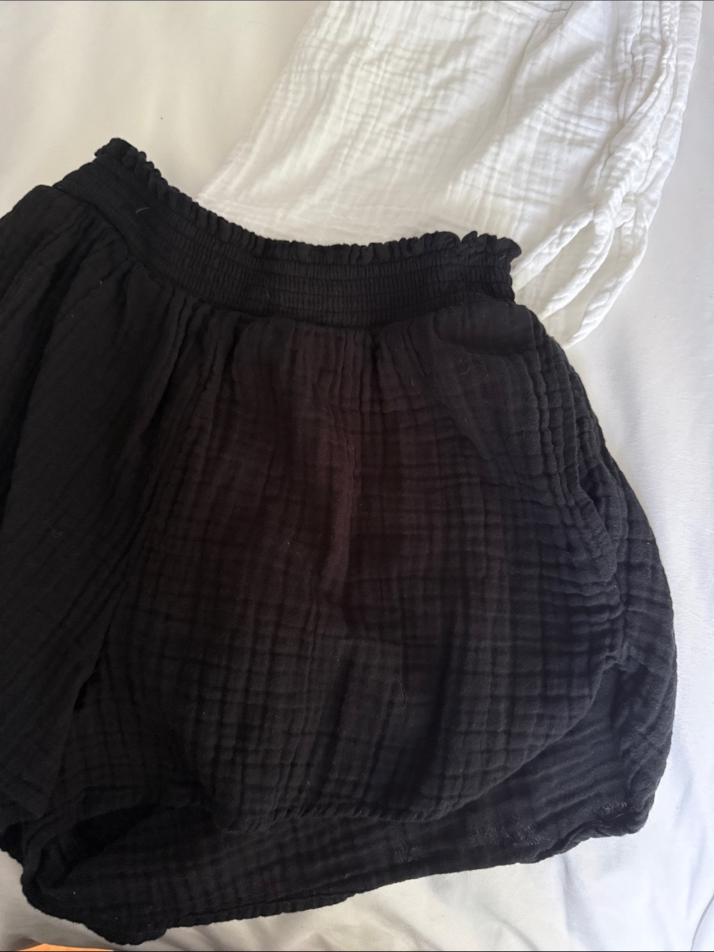 Aerie Cotton Gauze Elastic Waist Shorts Bundle in White, Beige, Black - Picture 4 of 7